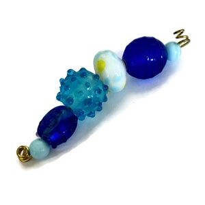 As Low As $2 Ocean Blues & Yellow Handmade Lampwork Artisan Rondelle Beads (6)